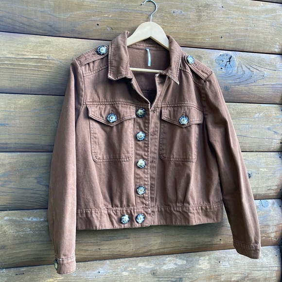Free People | Brown Jean Jacket - Picture 4 of 9